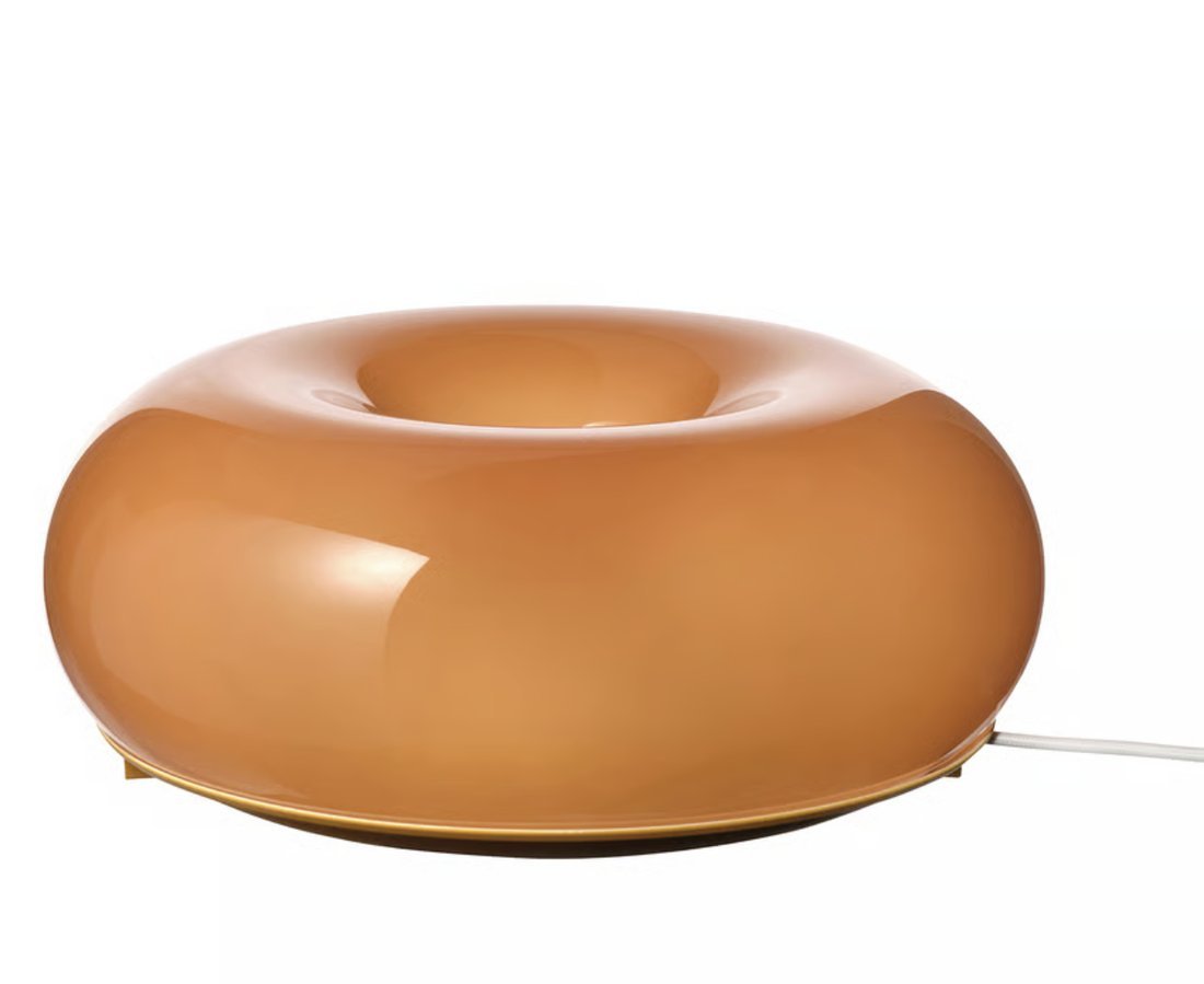 Lámpara de mesa donut de cristal naranja